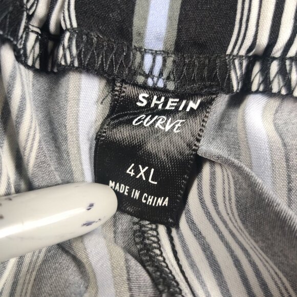 SHEIN Plus size womens high rise paper bag shorts rope blue striped sz 4XL 20 - Picture 3 of 6